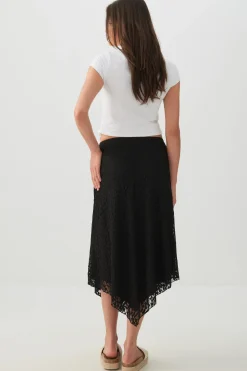 Asymmetrical Lace Midi Skirt