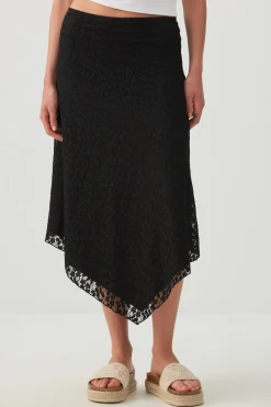 Asymmetrical Lace Midi Skirt