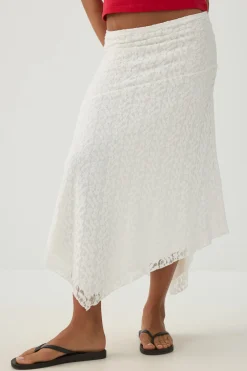 Asymmetrical Lace Midi Skirt