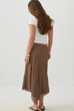 Asymmetrical Lace Midi Skirt
