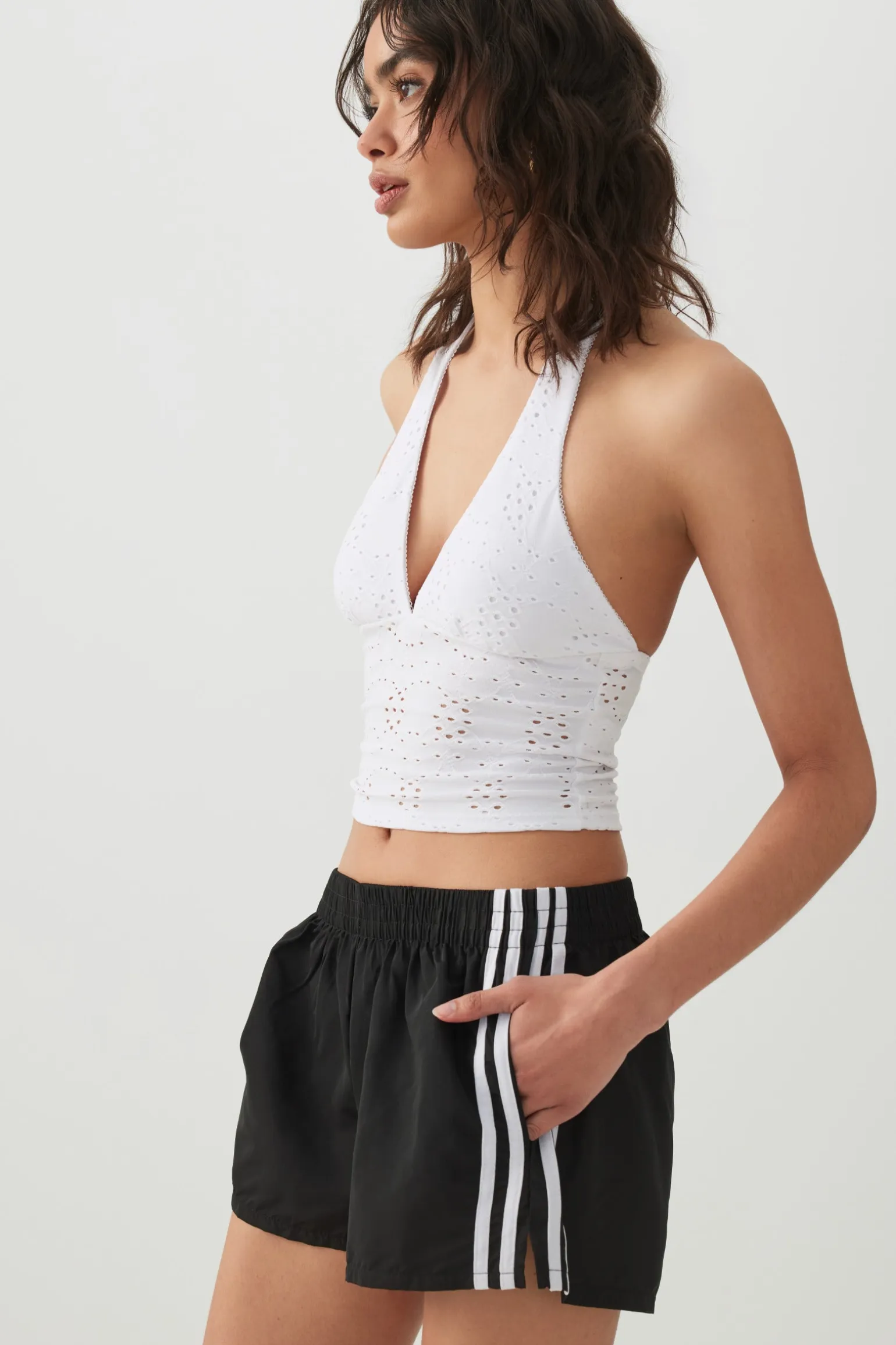 Athletic Striped Mini Shorts
