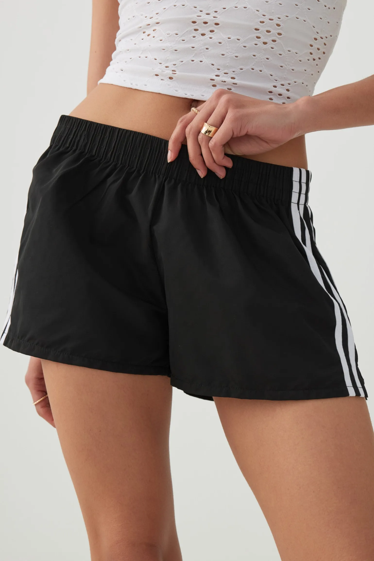 Athletic Striped Mini Shorts