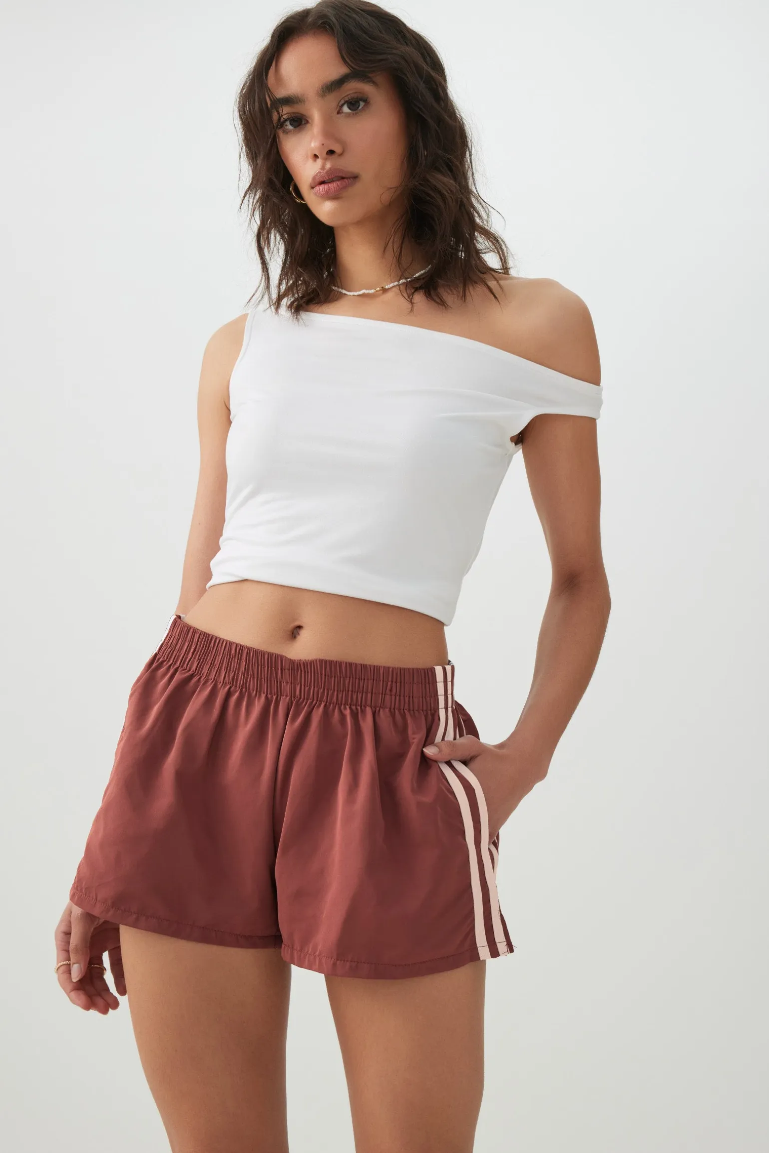 Athletic Striped Mini Shorts