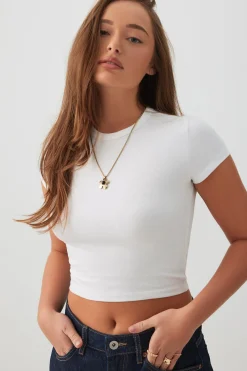 Basic Crop Cap Sleeve T-Shirt
