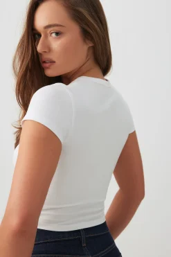 Basic Crop Cap Sleeve T-Shirt