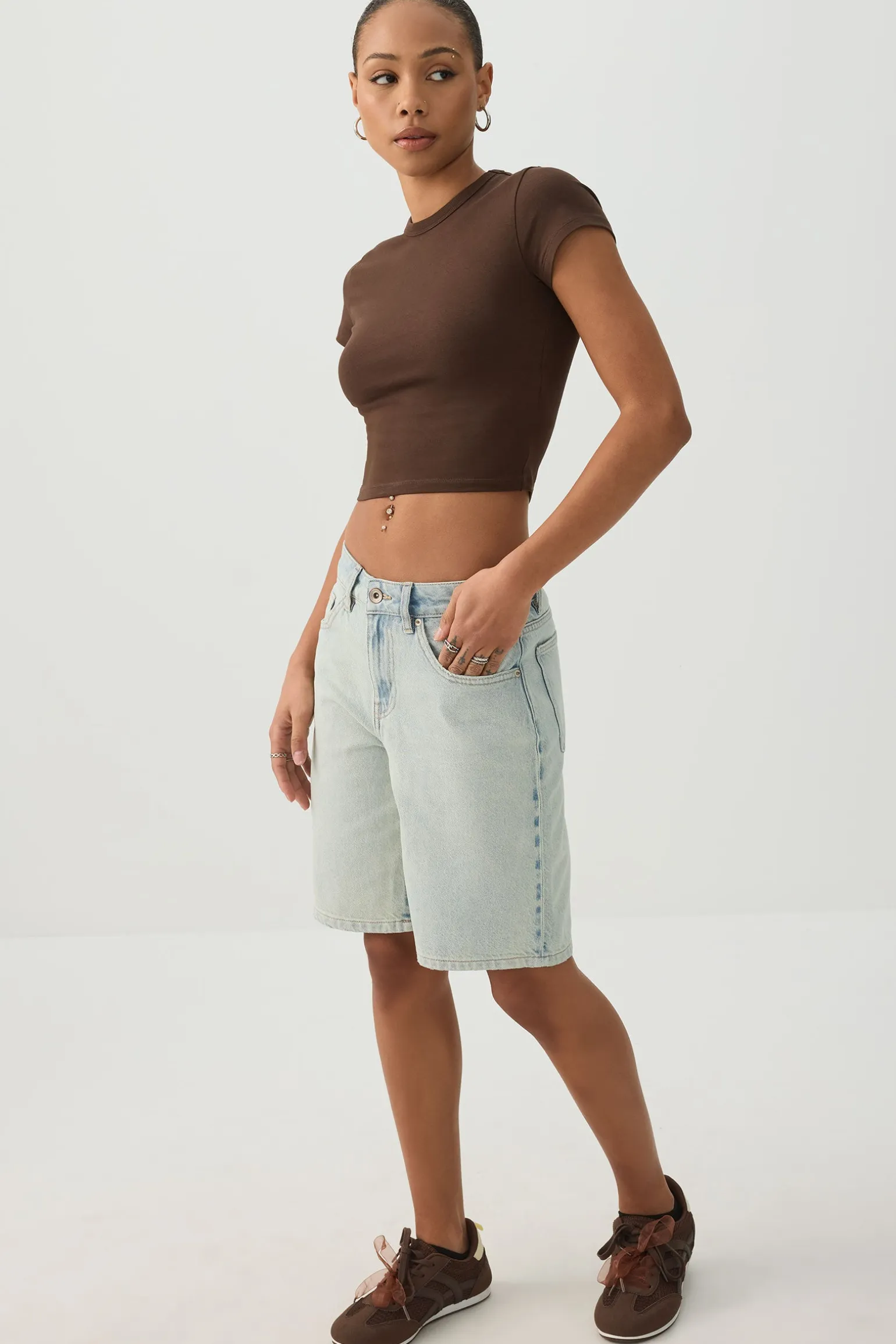 Basic Crop Cap Sleeve T-Shirt