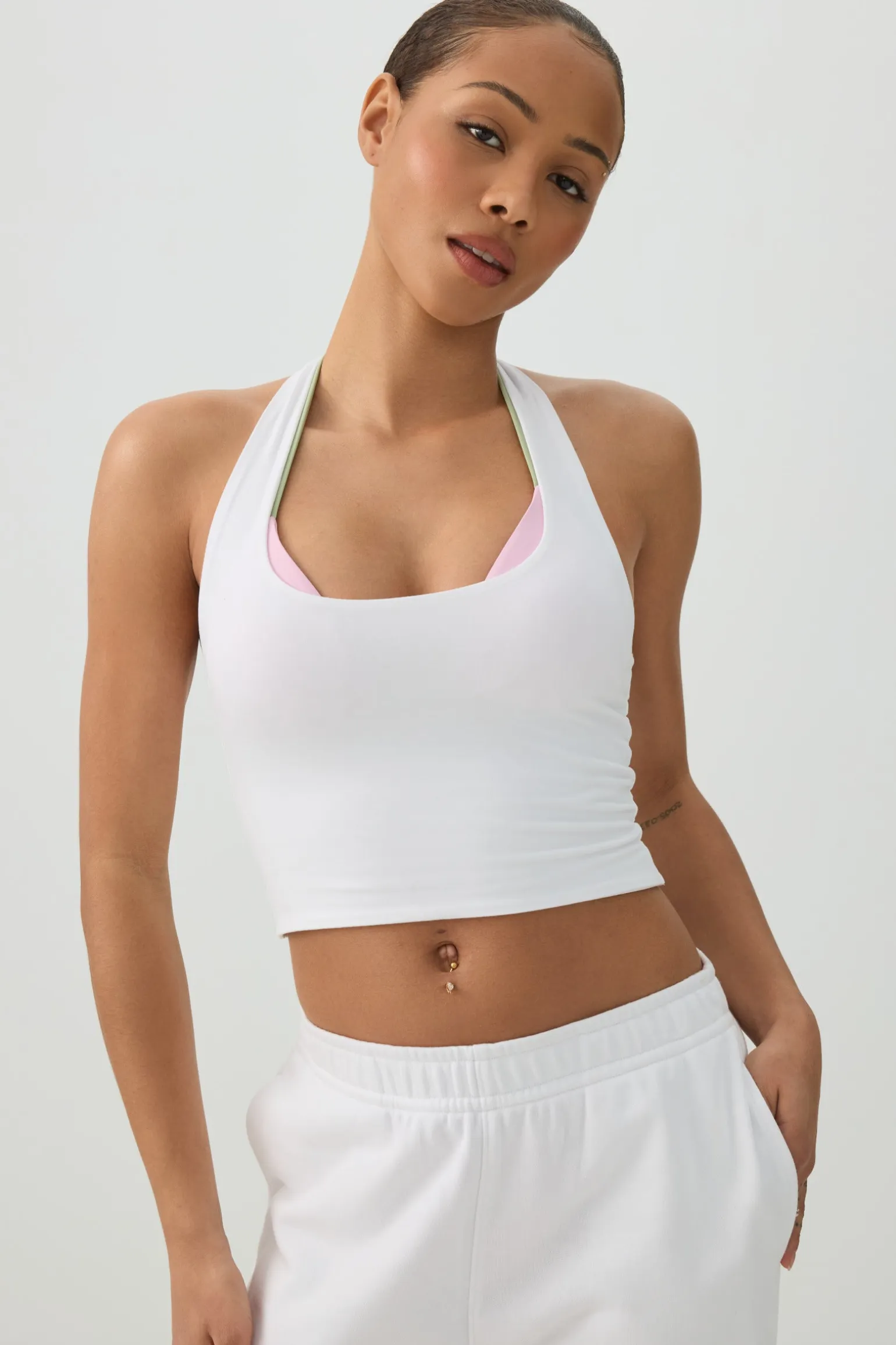 Basic Crop Halter Tank Top