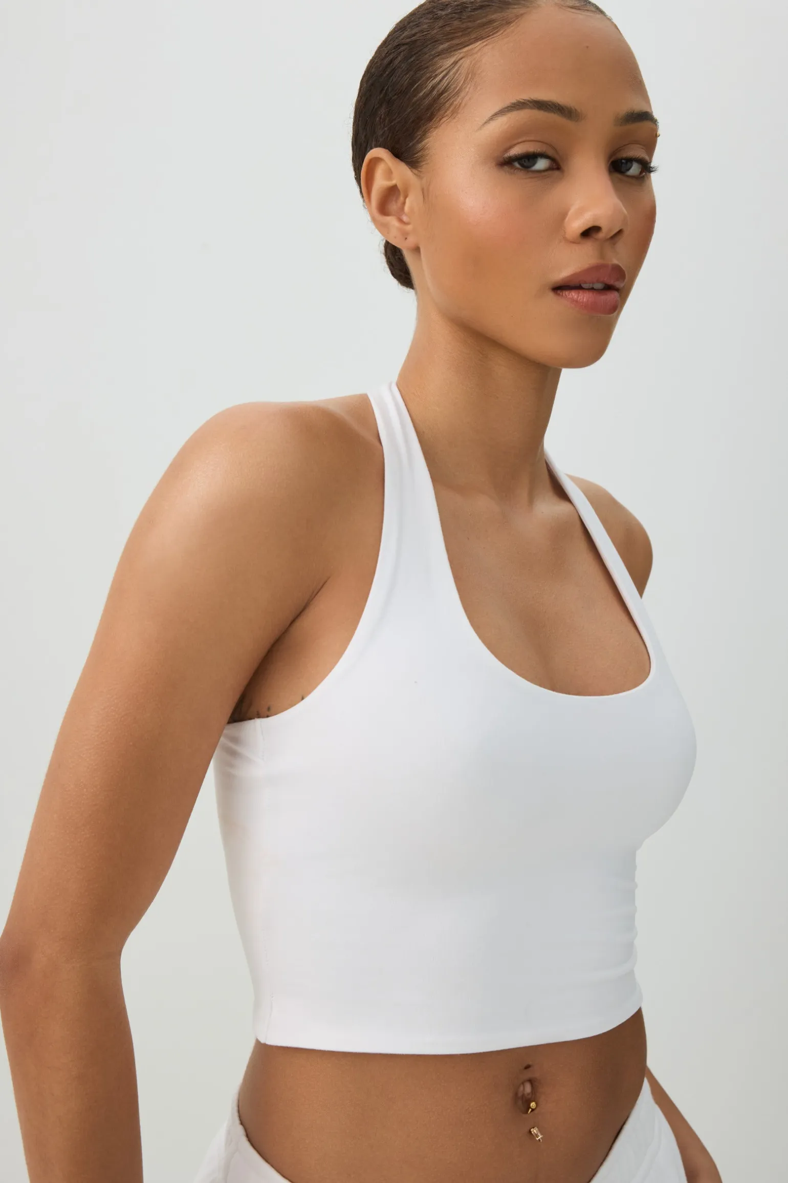 Basic Crop Halter Tank Top