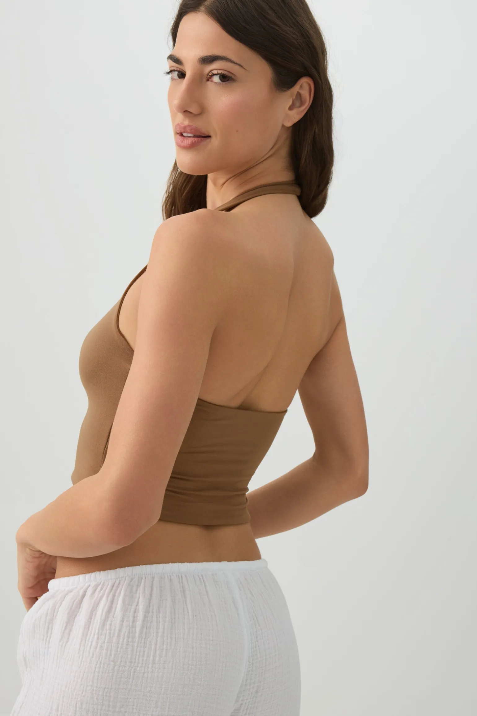 Basic Crop Halter Tank Top