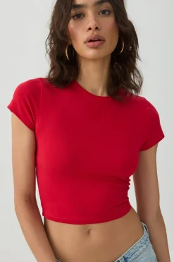 Basic Cropped Crew Neck T Shirt