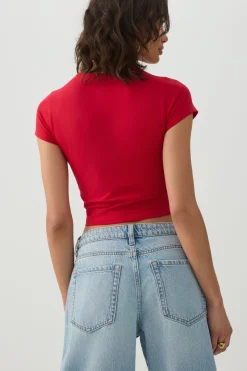 Basic Cropped Crew Neck T Shirt