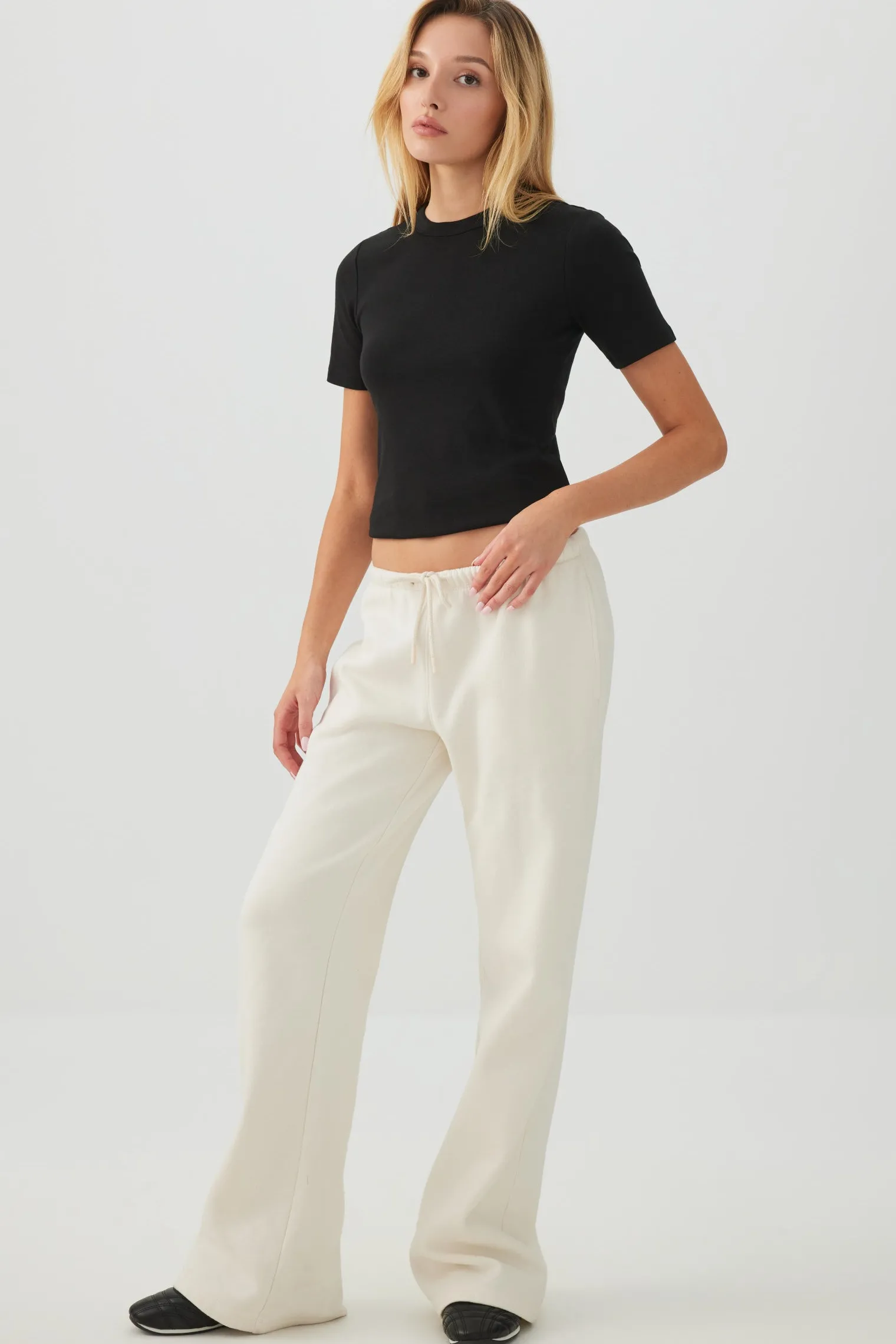 Basic Cropped Rib Crew T-Shirt