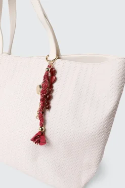 Beaded Heart Charm Keychain