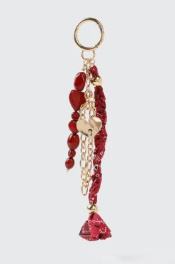 Beaded Heart Charm Keychain