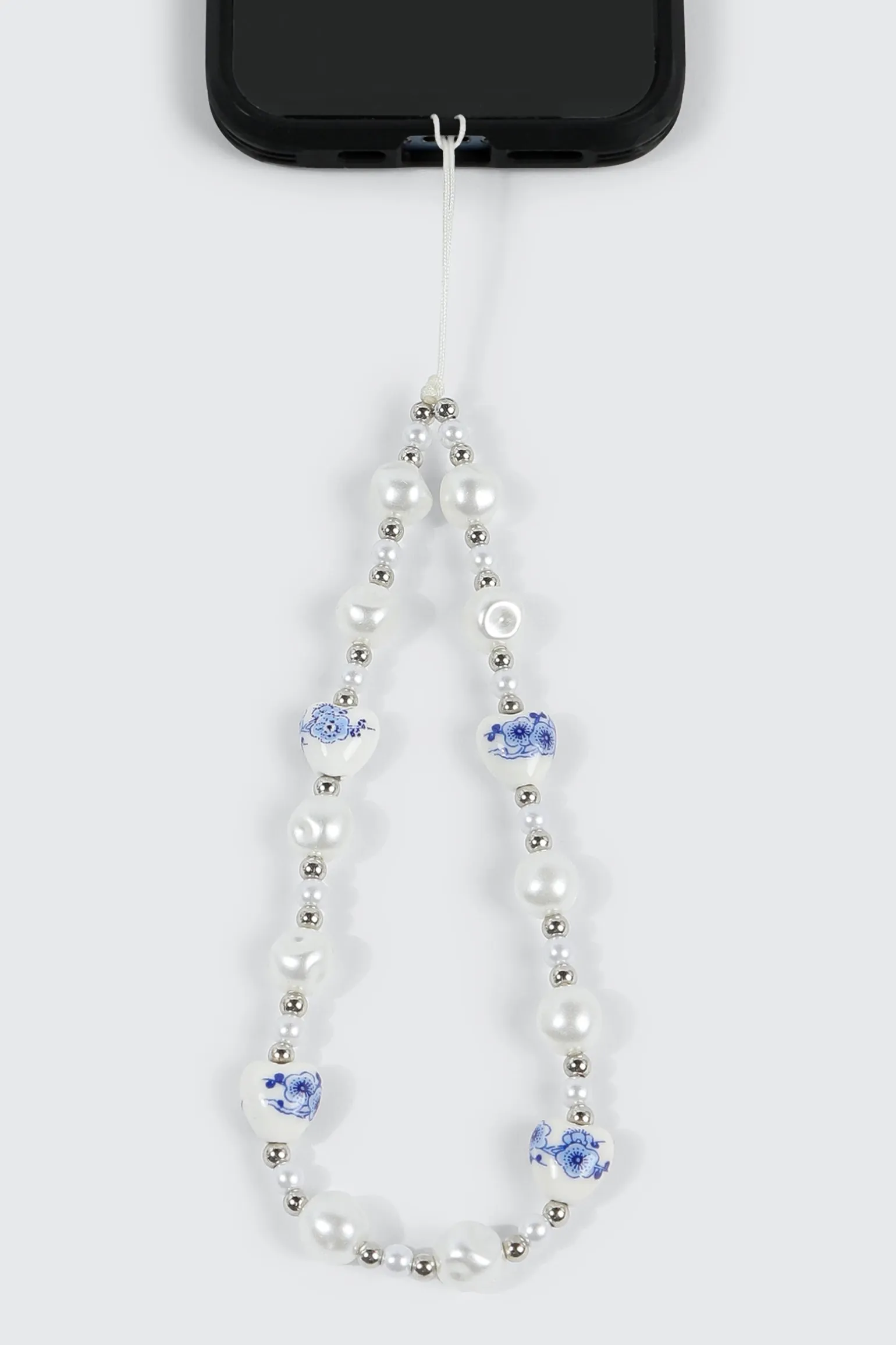Beaded Phone Charm with Pearls