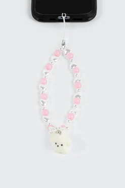 Beaded Phone Charm with Pom Dog