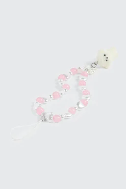 Beaded Phone Charm with Pom Dog