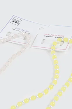 Best Friends Bead and Tulip Charm Necklace