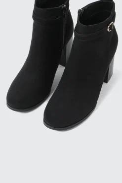 Block Heel Ankle Boots with Buckle Detail