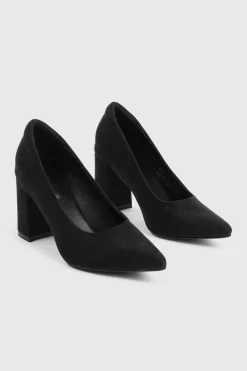 Block Heel Faux Suede Pumps
