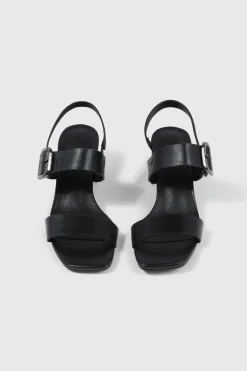 Block Heel Sandals with Buckle Strap