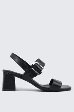 Block Heel Sandals with Buckle Strap