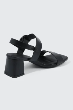 Block Heel Sandals with Buckle Strap