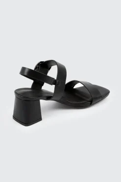 Block Heel Sandals with Buckle Strap