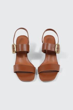 Block Heel Sandals with Buckle Strap