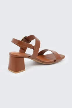 Block Heel Sandals with Buckle Strap