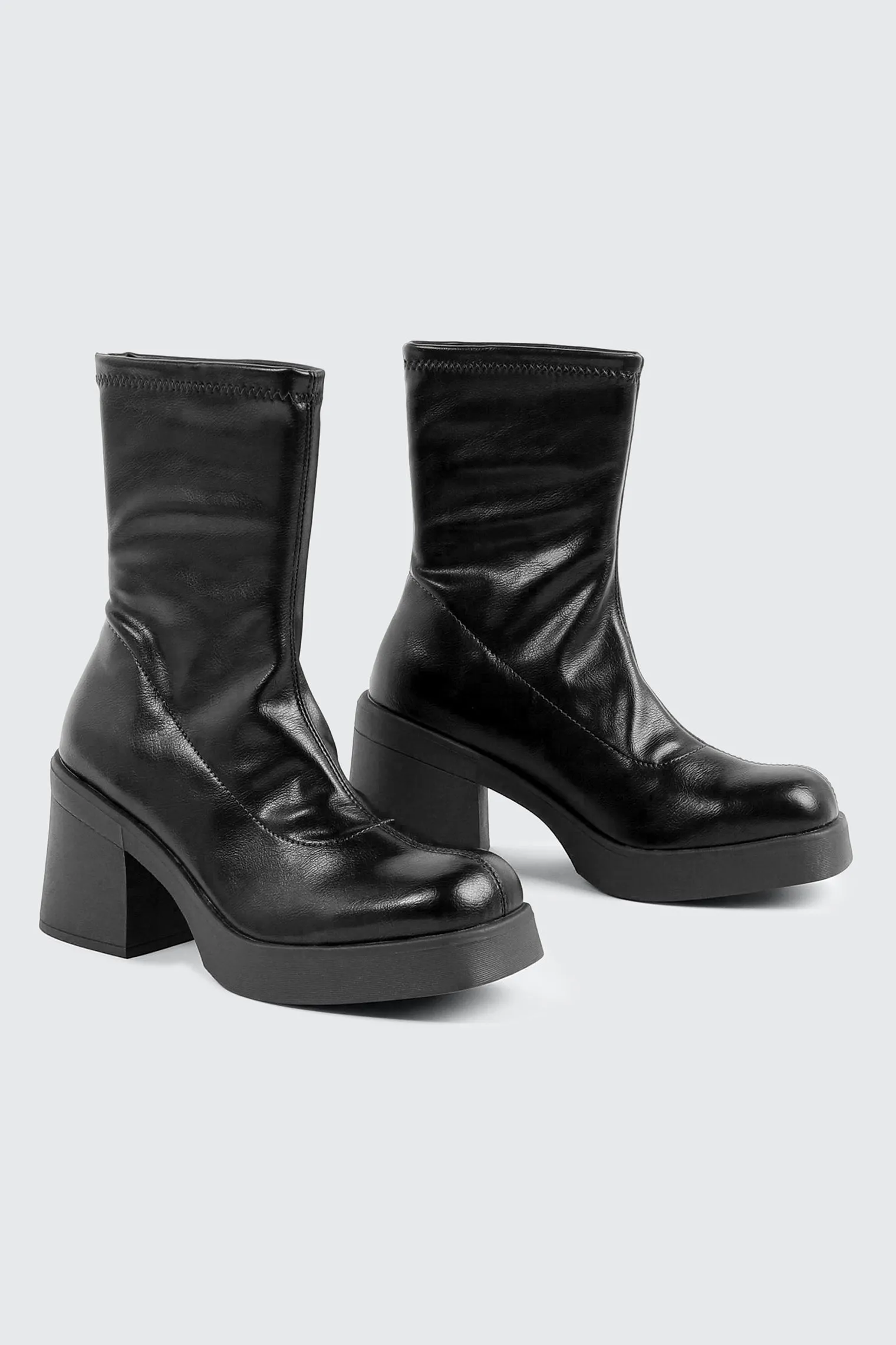 Block Mid Calf Boots