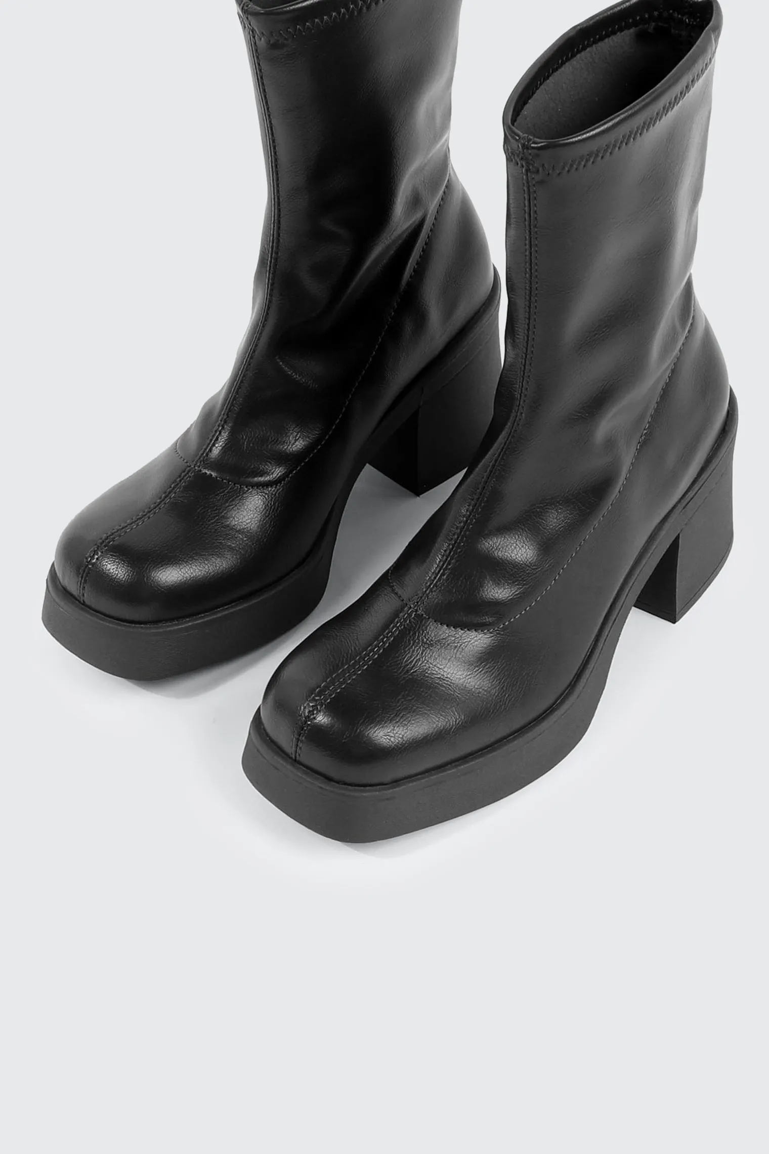 Block Mid Calf Boots