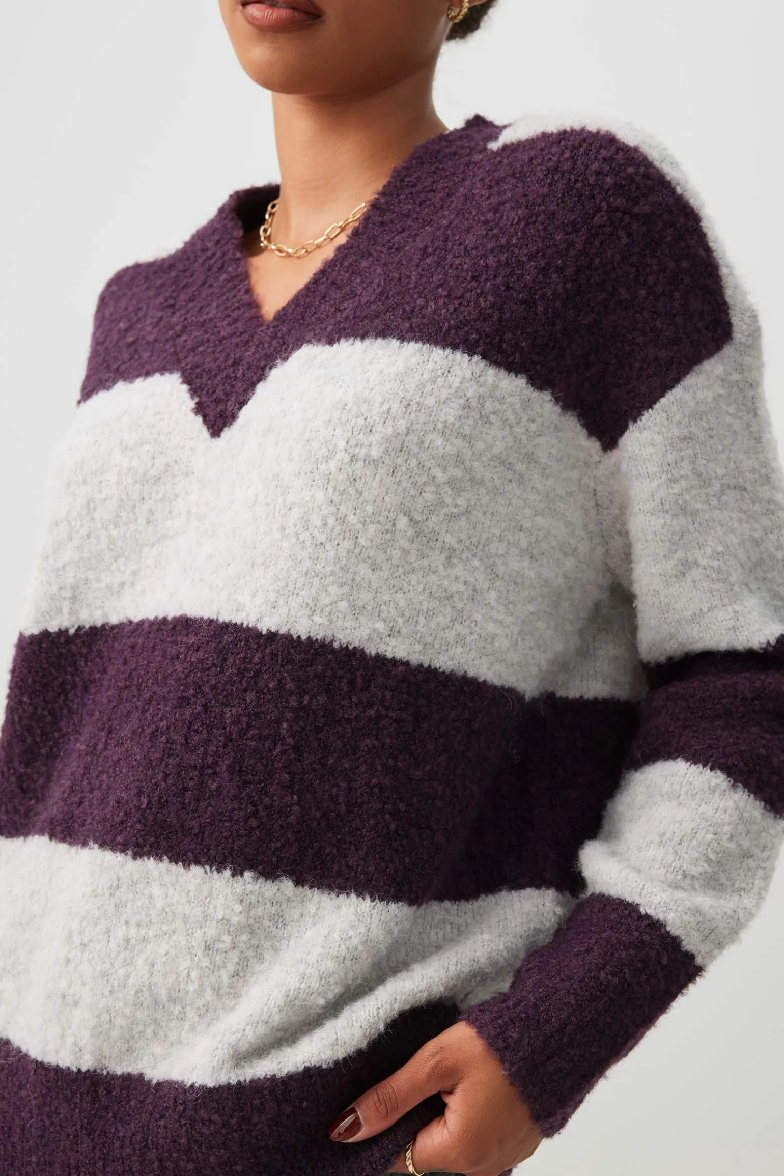 Bouclé Oversized V-Neck Sweater