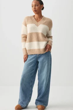 Bouclé Oversized V-Neck Sweater