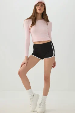 Brushed Knit Contrast Trim Shorts