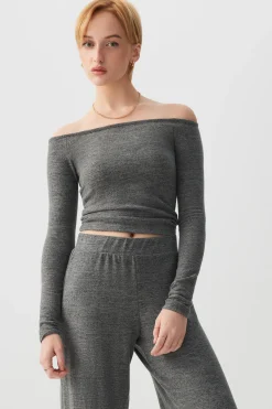 Brushed Knit Off Shoulder Top