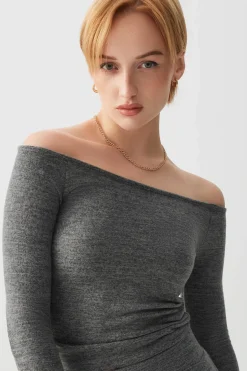 Brushed Knit Off Shoulder Top