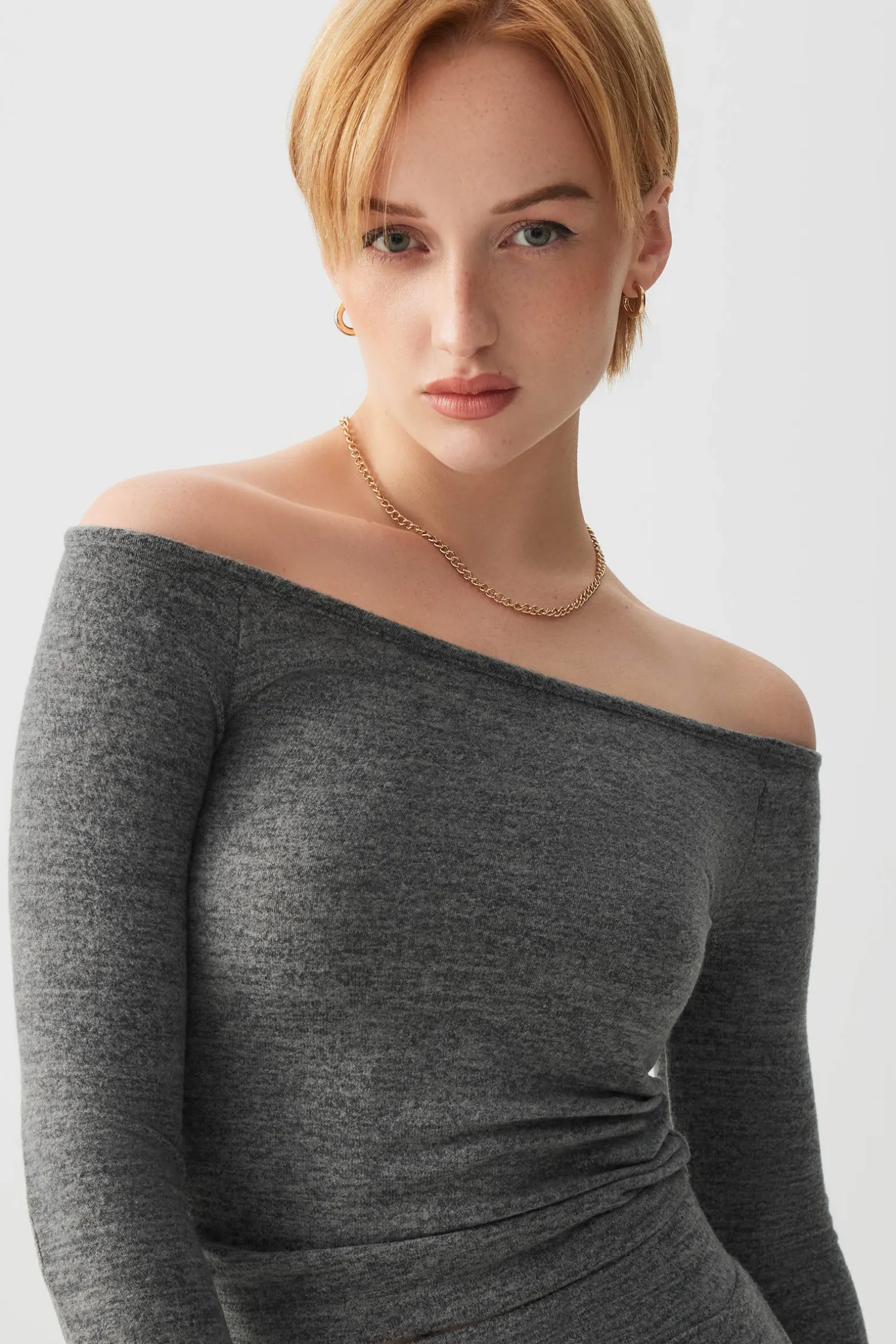 Brushed Knit Off Shoulder Top
