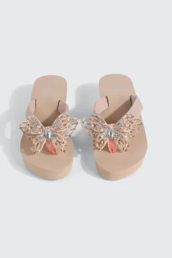 Butterfly Wedge Flip Flops
