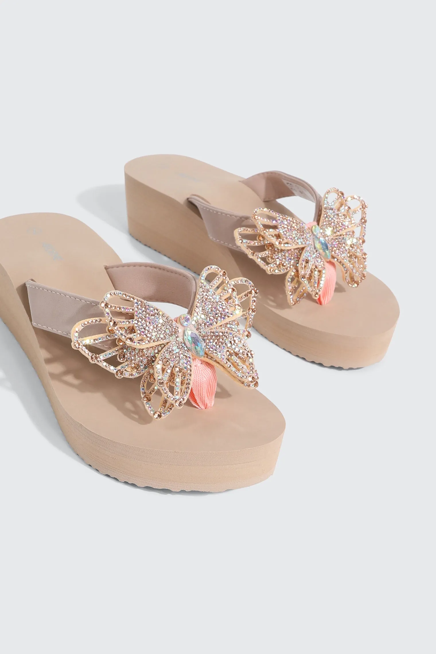Butterfly Wedge Flip Flops