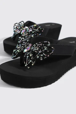 Butterfly Wedge Flip Flops