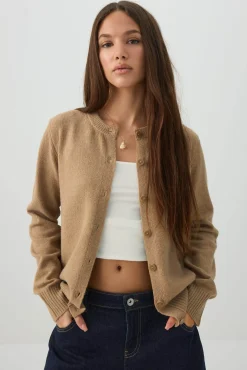 Button-Front Sweater Cardigan