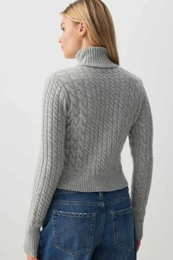 Cable Knit Crop Turtleneck Sweater