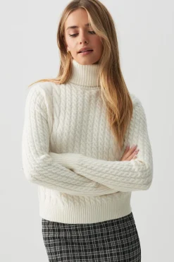 Cable Knit Crop Turtleneck Sweater