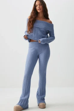 Cable Knit Flare Pants