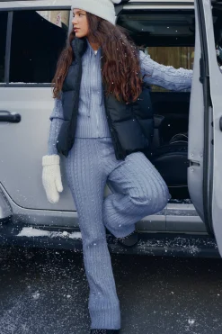 Cable Knit Flare Pants