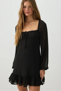 Chiffon Long Sleeve Mini Dress