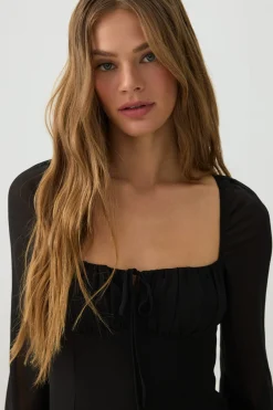 Chiffon Long Sleeve Mini Dress