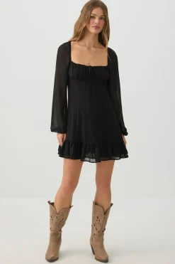 Chiffon Long Sleeve Mini Dress