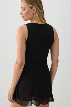 Chiffon Sleeveless Mini Dress with Ruffles